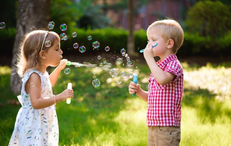 Kids Bubble Blowing