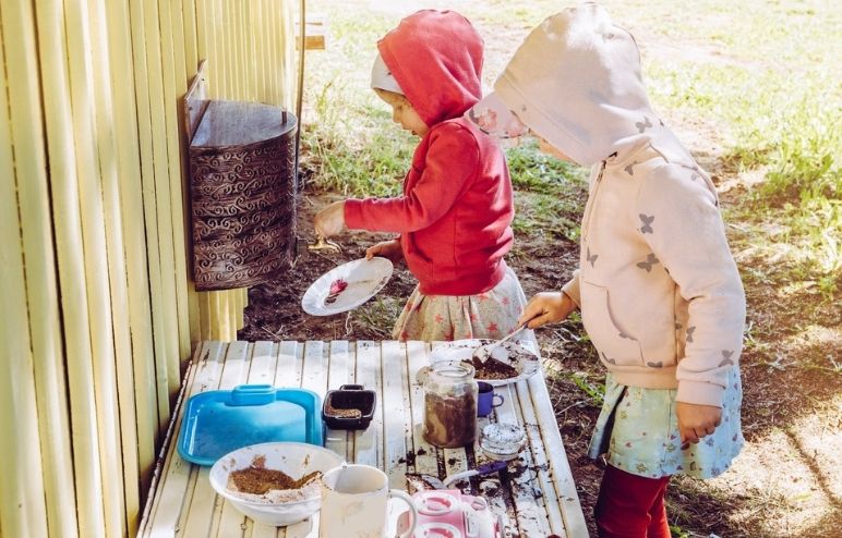 Children Playing Mud Kitchen