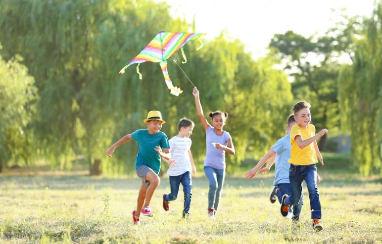 Kids Playing with Kite